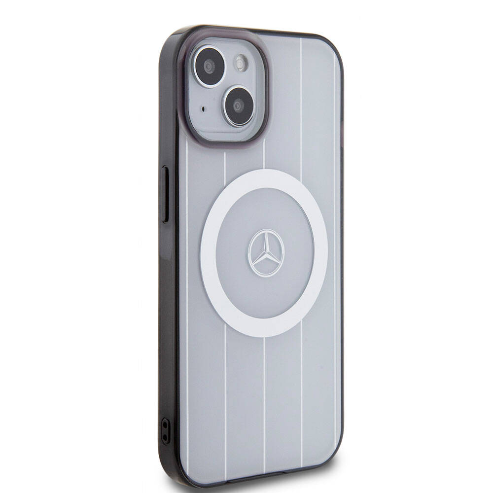 Mercedes Benz iPhone 15 Orjinal Lisanslı M-safe Şarj Özellikli Çift Katmanlı Paralel Çizgi Desenli Kılıf Mercedes Benz iPhone 15 Orjinal Lisanslı M-safe Şarj Özellikli Çift Katmanlı Paralel Çizgi Desenli Kılıf
